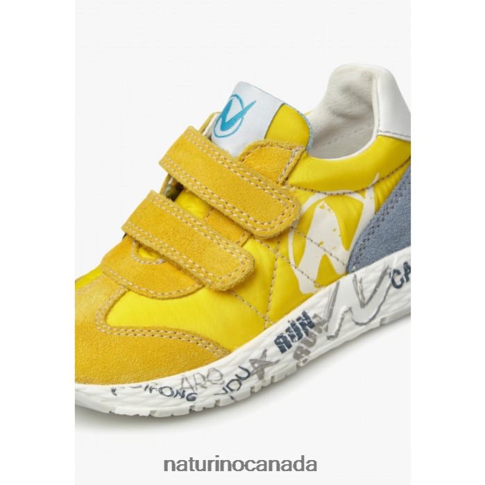 Kids JESKO VL. Z2N0TL373 Naturino Suede and Technical Fabric Sneakers Yellow