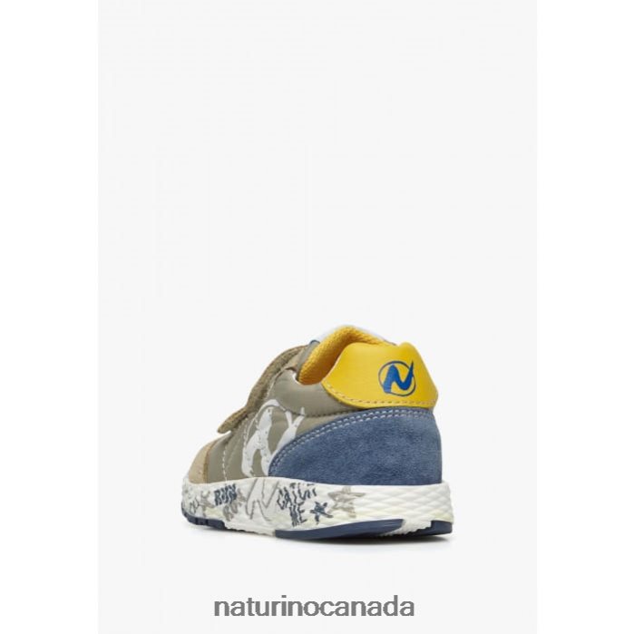 Kids JESKO VL. Z2N0TL413 Naturino Suede and Technical Fabric Sneakers Dove Grey