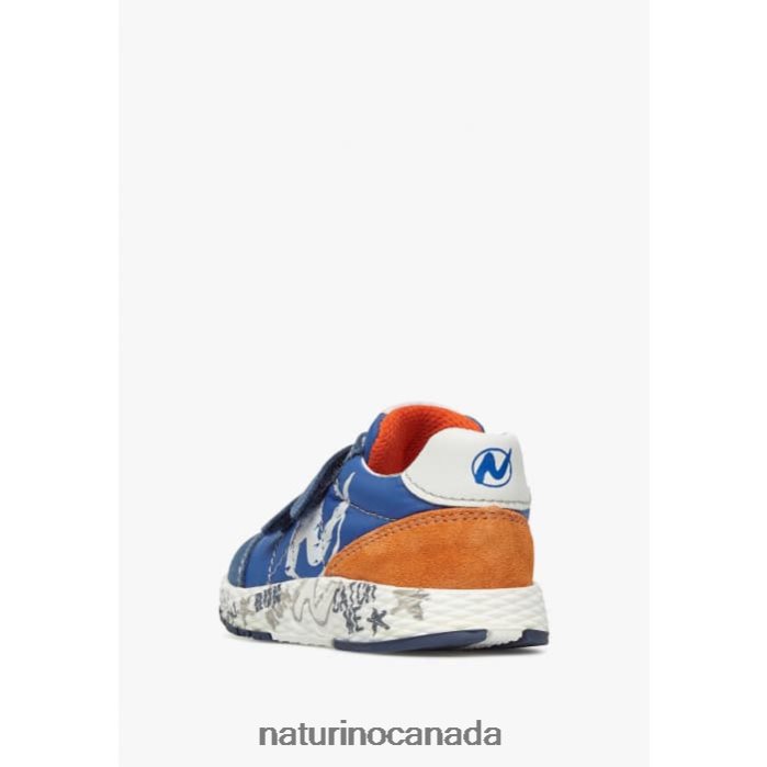 Kids JESKO VL. Z2N0TL420 Naturino Suede and Technical Fabric Sneakers Light Blue