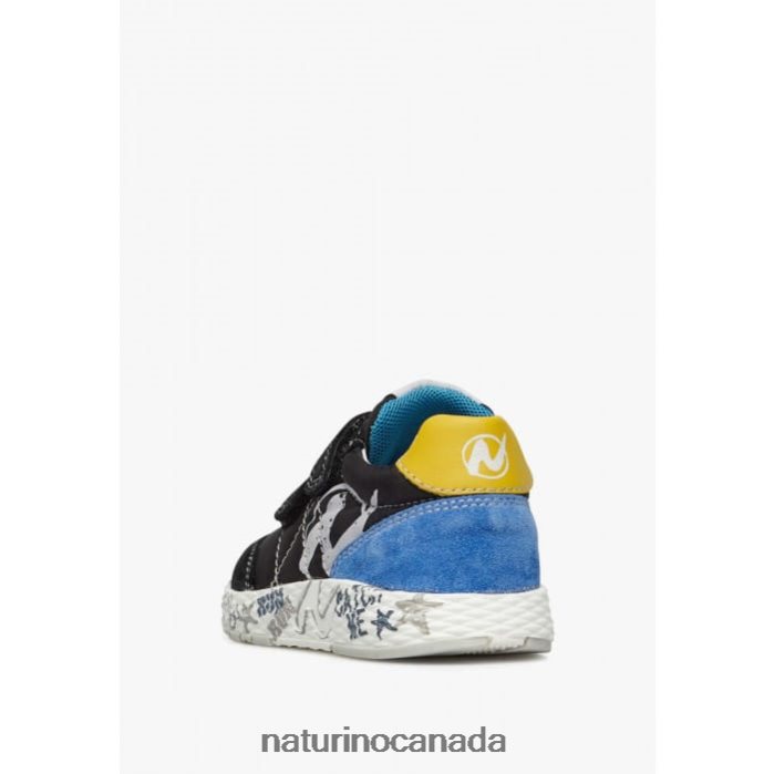 Kids JESKO VL. Z2N0TL425 Naturino Suede and Technical Fabric Sneakers Black