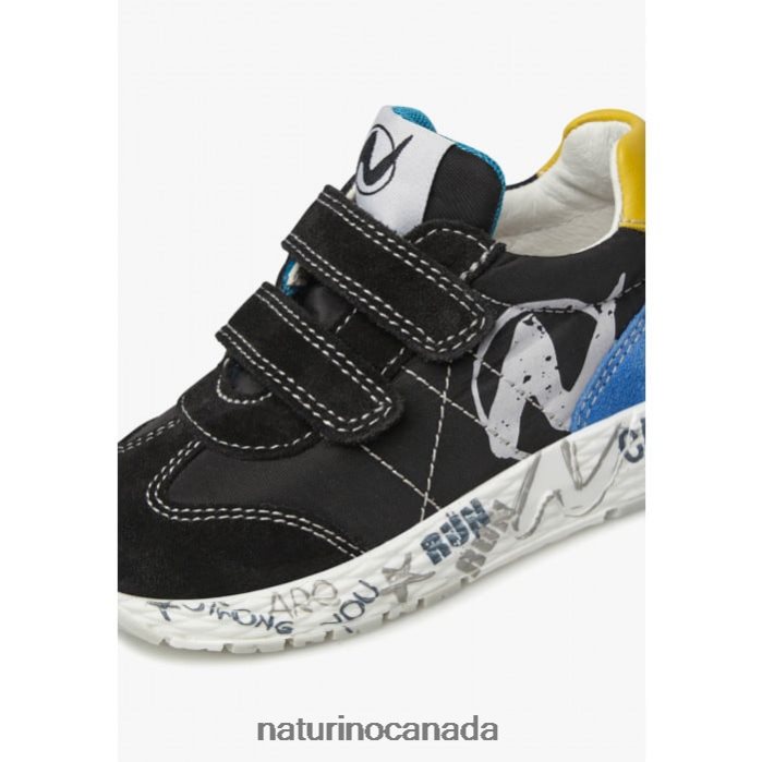 Kids JESKO VL. Z2N0TL425 Naturino Suede and Technical Fabric Sneakers Black