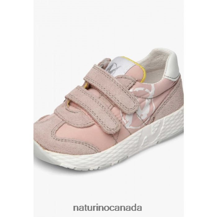 Kids JESKO VL. Z2N0TL437 Naturino Technical Fabric and Suede Sneakers Pink