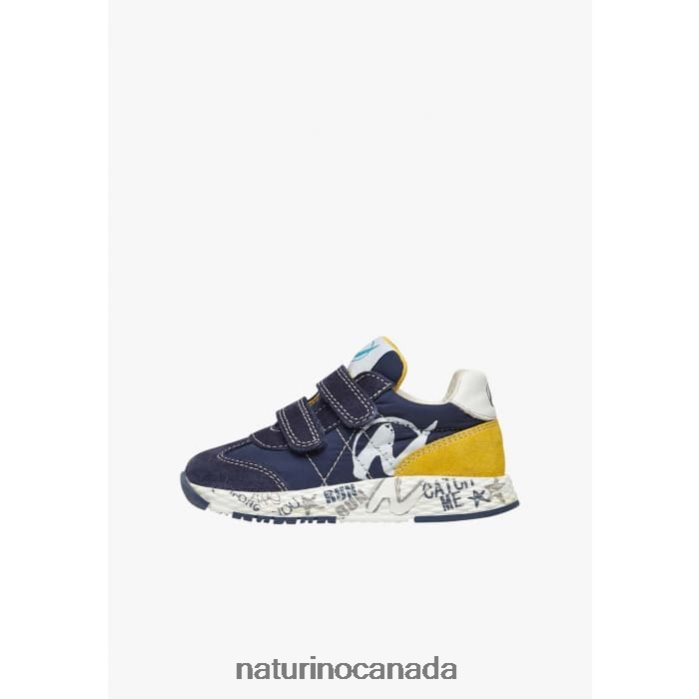Kids JESKO VL. Z2N0TL504 Naturino Suede and Technical Fabric Sneakers Navy