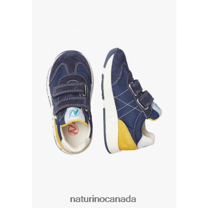 Kids JESKO VL. Z2N0TL504 Naturino Suede and Technical Fabric Sneakers Navy