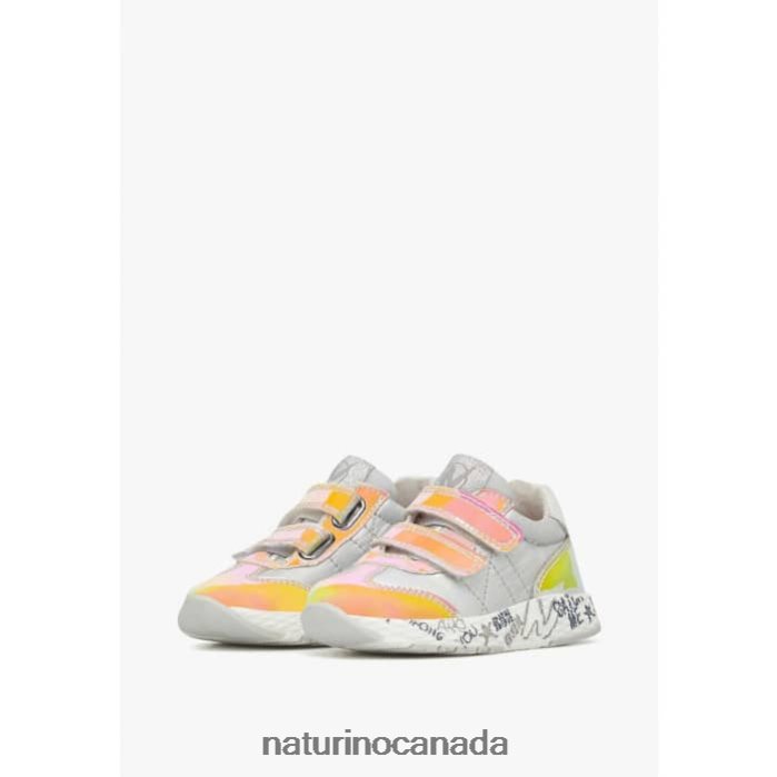 Kids JESKO VL. Z2N0TL516 Naturino Leather and Technical Fabric Sneakers Silver