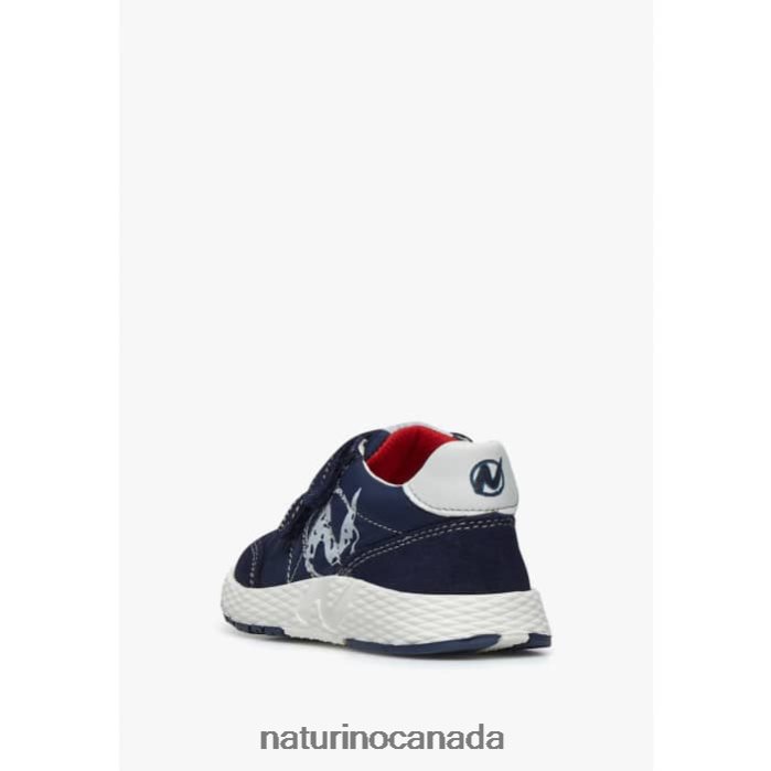 Kids JESKO VL. Z2N0TL520 Naturino Technical Fabric and Suede Sneakers White-Navy