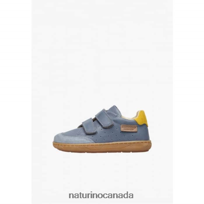 Kids KOALITOS Z2N0TL438 Naturino Nappa Leather and Suede Sneakers Light Blue