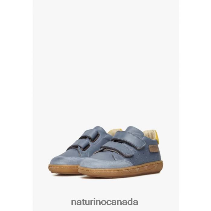 Kids KOALITOS Z2N0TL438 Naturino Nappa Leather and Suede Sneakers Light Blue