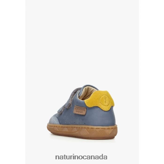 Kids KOALITOS Z2N0TL438 Naturino Nappa Leather and Suede Sneakers Light Blue
