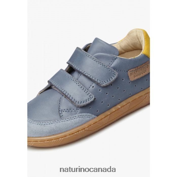Kids KOALITOS Z2N0TL438 Naturino Nappa Leather and Suede Sneakers Light Blue