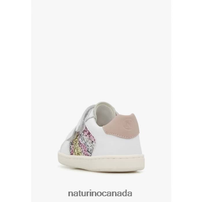 Kids KOZUC VL Z2N0TL405 Naturino Leather and Suede Sneakers Silver-White