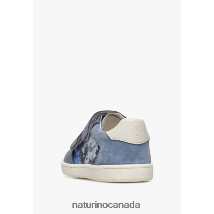 Kids KOZUC VL Z2N0TL447 Naturino Leather and Suede Sneakers Navy-Grey