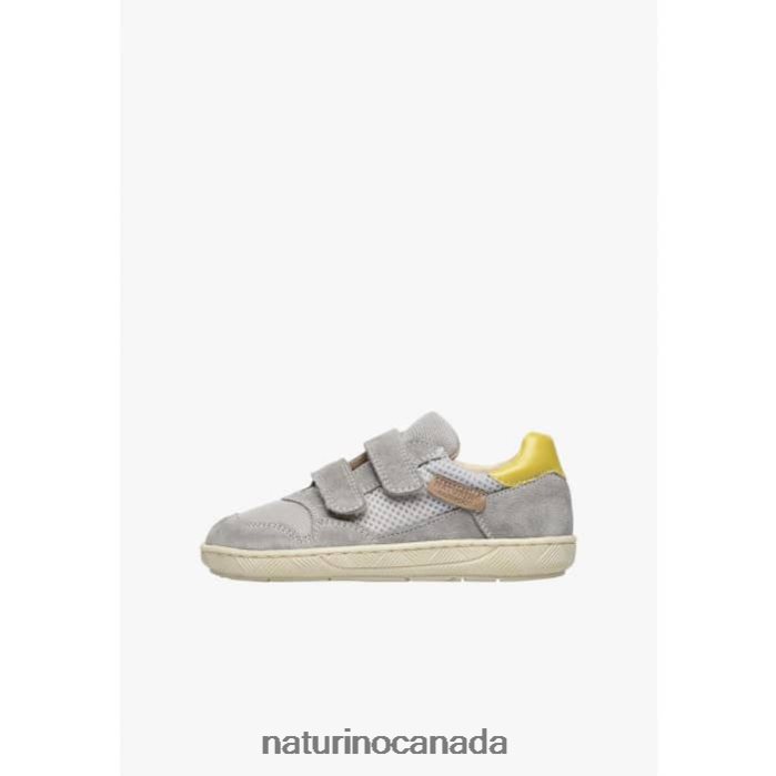 Kids LILOX VL Z2N0TL478 Naturino Suede and Fabric Sneakers Grey-Yellow