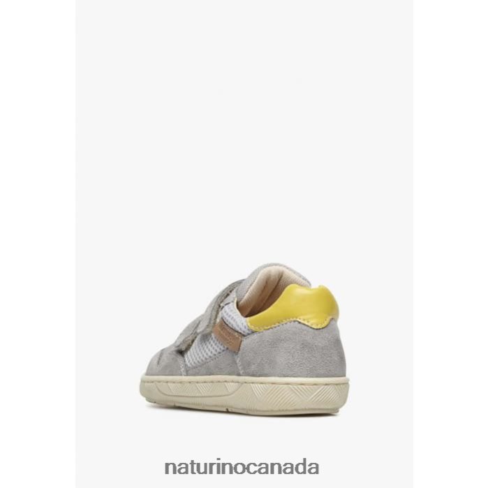Kids LILOX VL Z2N0TL478 Naturino Suede and Fabric Sneakers Grey-Yellow