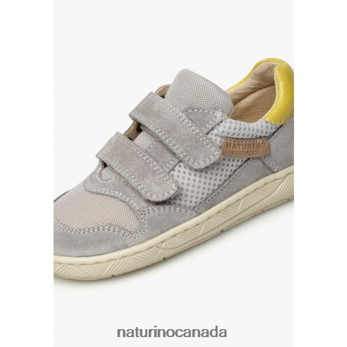 Kids LILOX VL Z2N0TL478 Naturino Suede and Fabric Sneakers Grey-Yellow