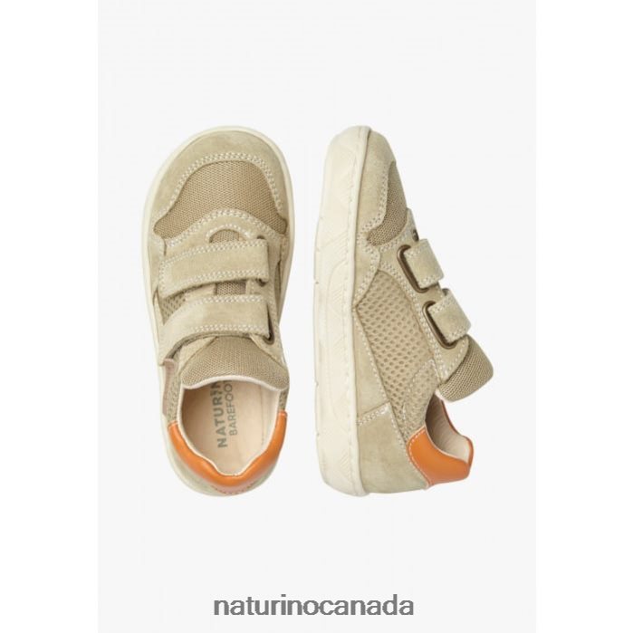 Kids LILOX VL Z2N0TL492 Naturino Suede and Fabric Sneakers Grey-Orange
