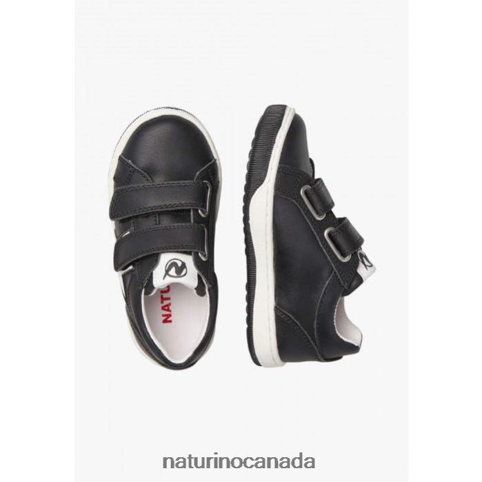 Kids MINDS VL. Z2N0TL361 Naturino Perforated Leather Sneakers with Star Black