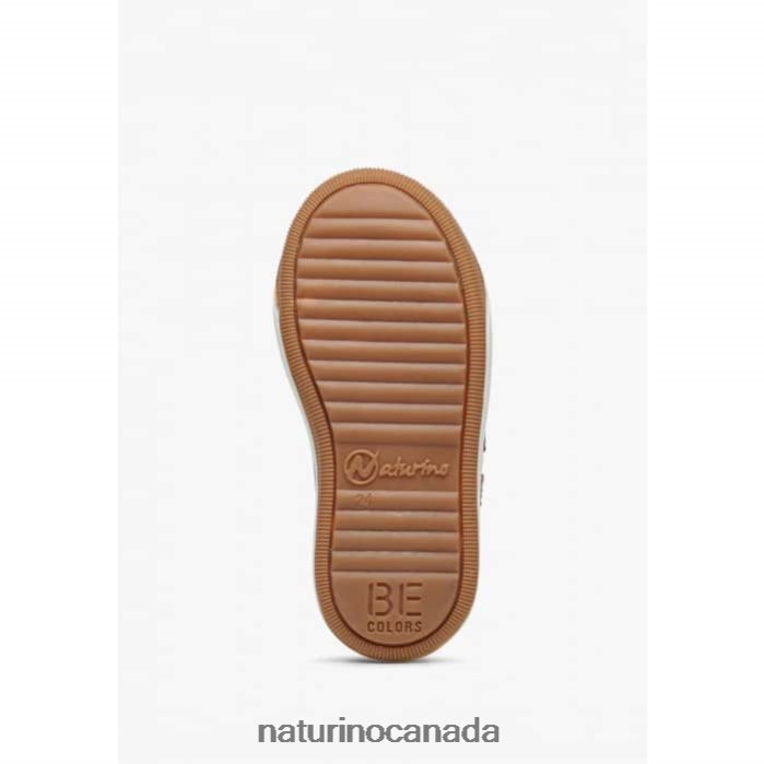 Kids MINDS VL. Z2N0TL482 Naturino Perforated Leather Sneakers with Star Cognac