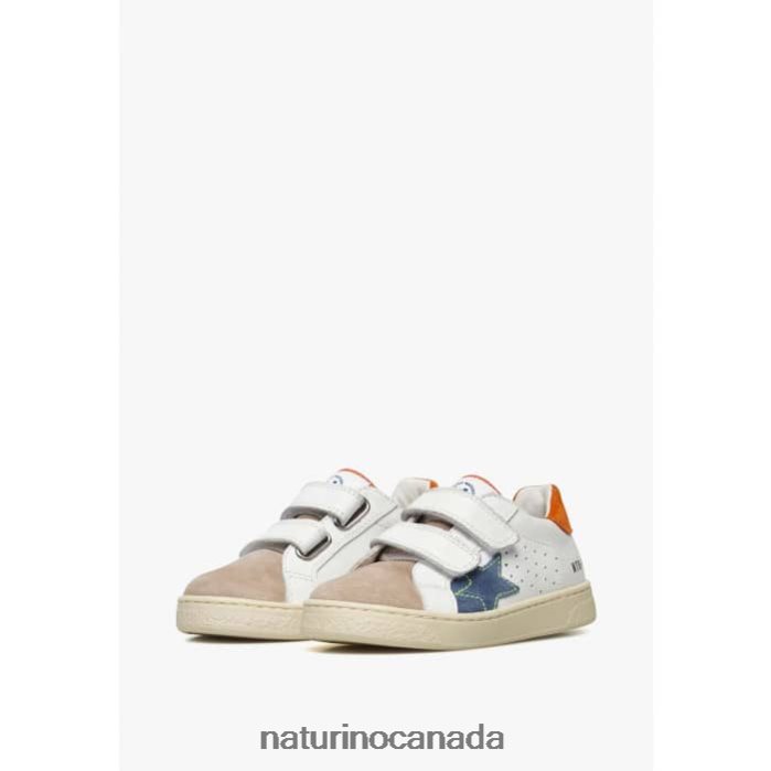 Kids PINN VL. Z2N0TL427 Naturino Leather and Suede Sneakers White-Beige