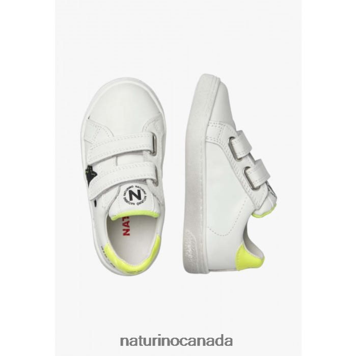 Kids PINN VL. Z2N0TL457 Naturino Leather and Suede Sneakers White-Black