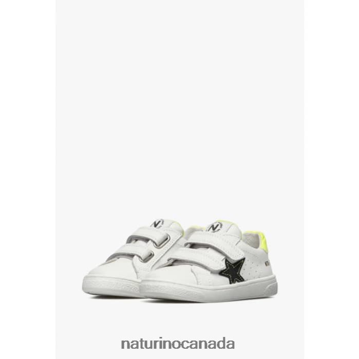 Kids PINN VL. Z2N0TL457 Naturino Leather and Suede Sneakers White-Black