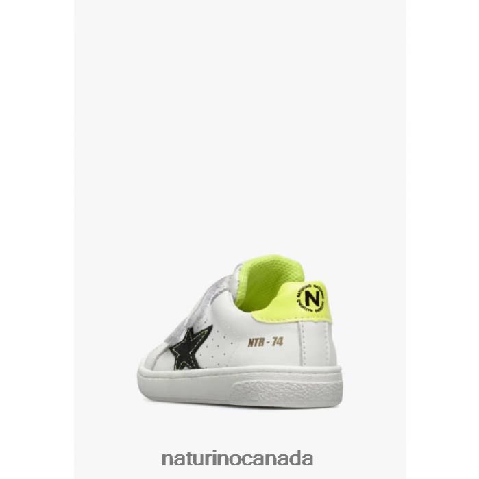 Kids PINN VL. Z2N0TL457 Naturino Leather and Suede Sneakers White-Black