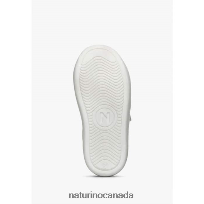 Kids PINN VL. Z2N0TL457 Naturino Leather and Suede Sneakers White-Black