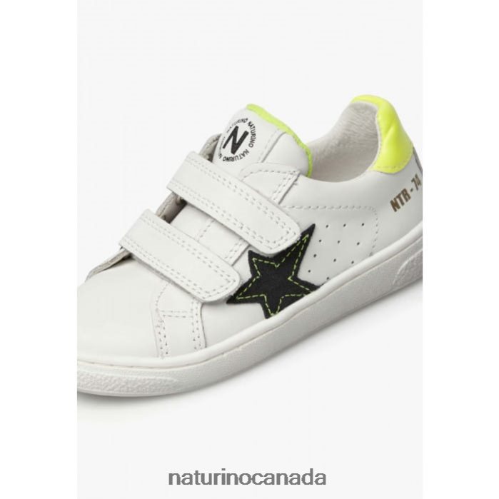Kids PINN VL. Z2N0TL457 Naturino Leather and Suede Sneakers White-Black