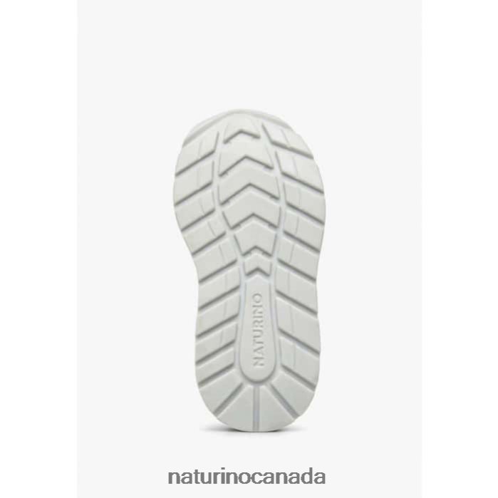 Kids QUELLY VL Z2N0TL366 Naturino Leather and Fabric Sneakers Silver-White