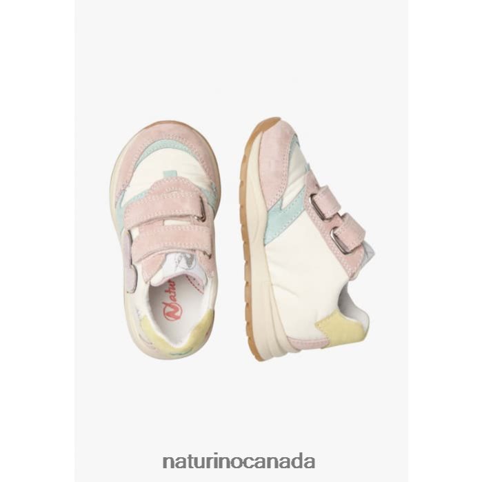 Kids QUELLY VL Z2N0TL412 Naturino Suede and Fabric Sneakers Pink-White