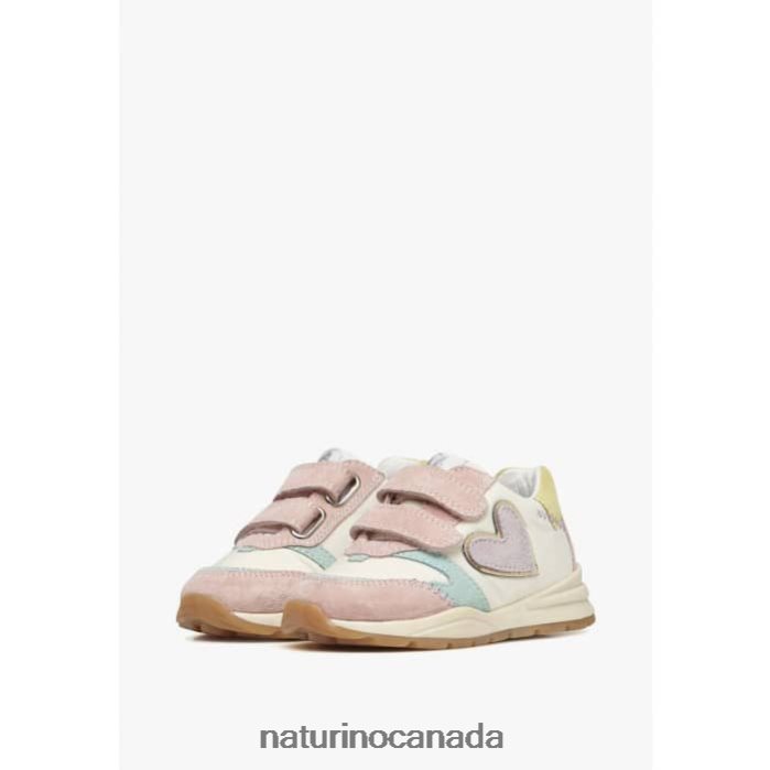 Kids QUELLY VL Z2N0TL412 Naturino Suede and Fabric Sneakers Pink-White