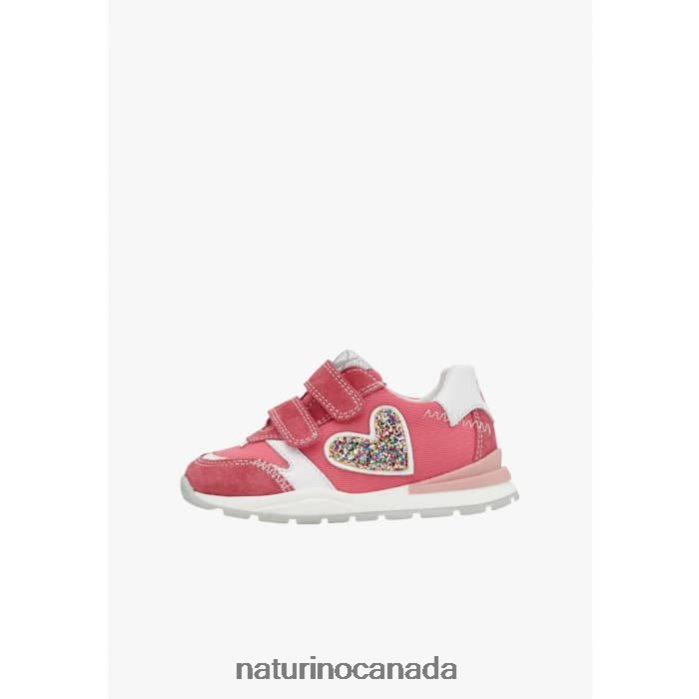 Kids QUELLY VL Z2N0TL414 Naturino Leather and Fabric Sneakers Fuchsia