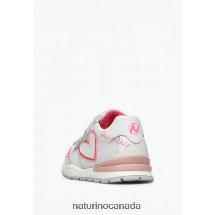 Kids QUELLY VL Z2N0TL449 Naturino Leather and Fabric Sneakers White-Pink