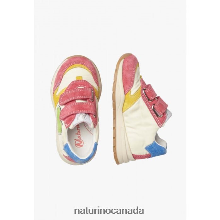 Kids QUELLY VL Z2N0TL479 Naturino Suede and Fabric Sneakers Fuchsia-White