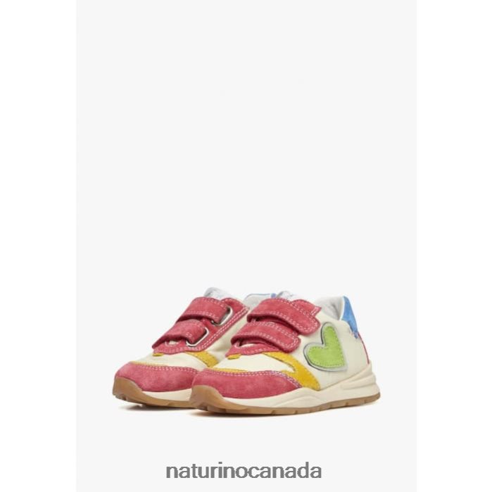 Kids QUELLY VL Z2N0TL479 Naturino Suede and Fabric Sneakers Fuchsia-White