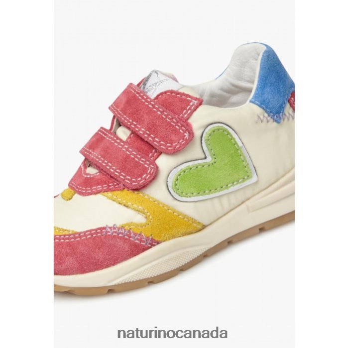 Kids QUELLY VL Z2N0TL479 Naturino Suede and Fabric Sneakers Fuchsia-White