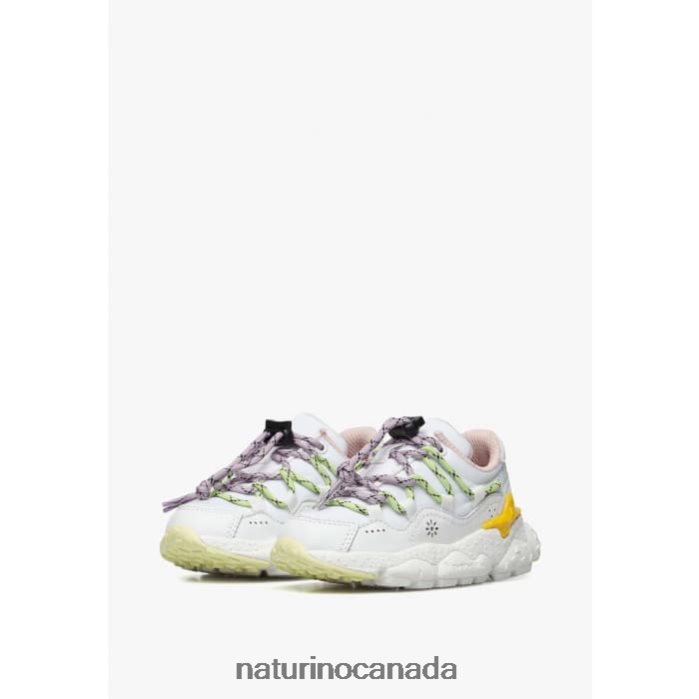 Kids RAIKIRI JUNIOR. Z2N0TL38 Naturino Faux Leather and Technical Fabric Sneakers White