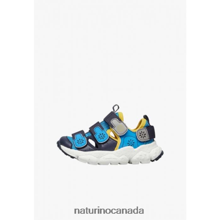 Kids RAY JUNIOR VL. Z2N0TL30 Naturino Eco Leather and Fabric Sneakers Navy-Light Blue