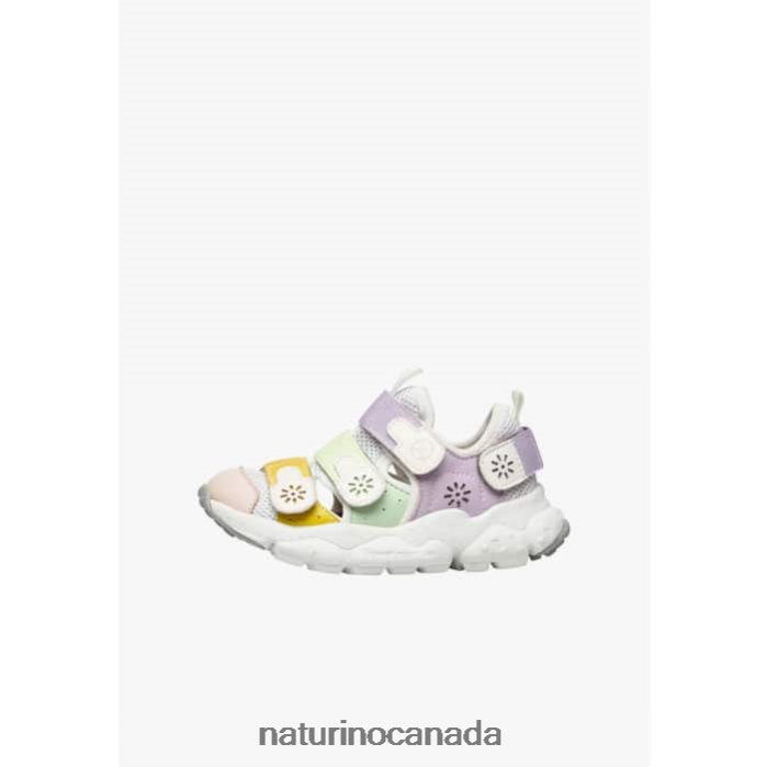 Kids RAY JUNIOR VL. Z2N0TL31 Naturino Eco Leather and Fabric Sneakers Pink-Green