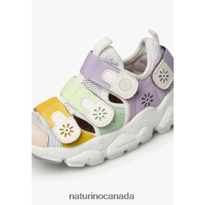 Kids RAY JUNIOR VL. Z2N0TL31 Naturino Eco Leather and Fabric Sneakers Pink-Green