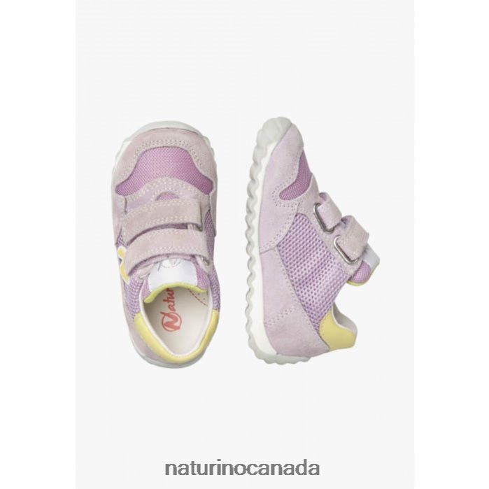 Kids SAMMY 2 VL. Z2N0TL372 Naturino Leather and Fabric Sneakers Lilac