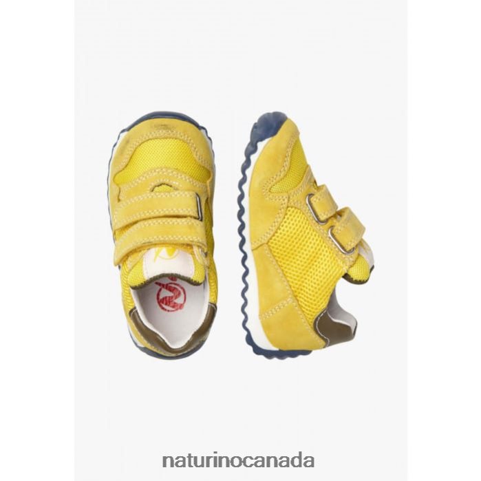 Kids SAMMY 2 VL. Z2N0TL381 Naturino Leather and Fabric Sneakers Yellow