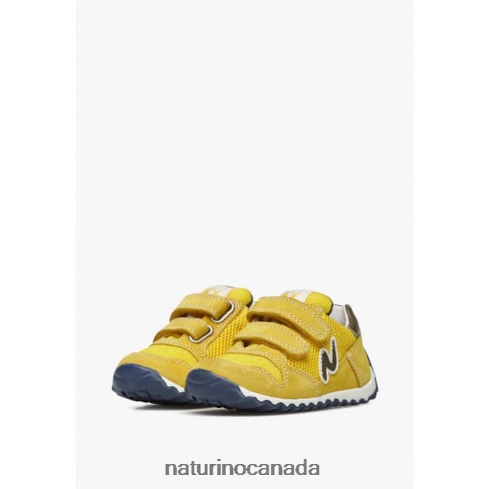 Kids SAMMY 2 VL. Z2N0TL381 Naturino Leather and Fabric Sneakers Yellow