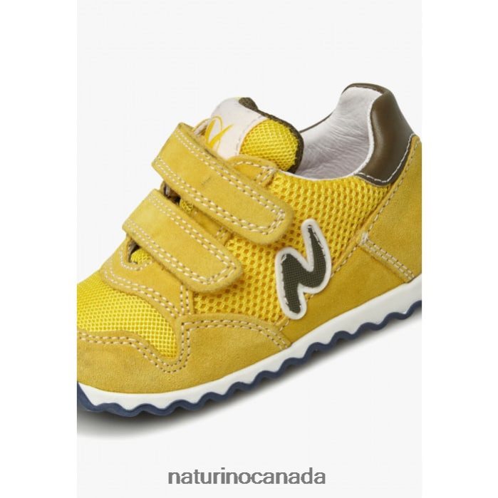 Kids SAMMY 2 VL. Z2N0TL381 Naturino Leather and Fabric Sneakers Yellow