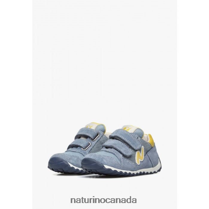 Kids SAMMY 2 VL. Z2N0TL415 Naturino Leather and Fabric Sneakers Light Blue