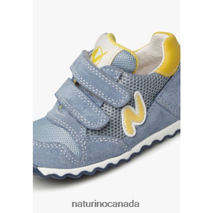 Kids SAMMY 2 VL. Z2N0TL415 Naturino Leather and Fabric Sneakers Light Blue