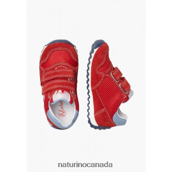 Kids SAMMY 2 VL. Z2N0TL418 Naturino Leather and Fabric Sneakers Red