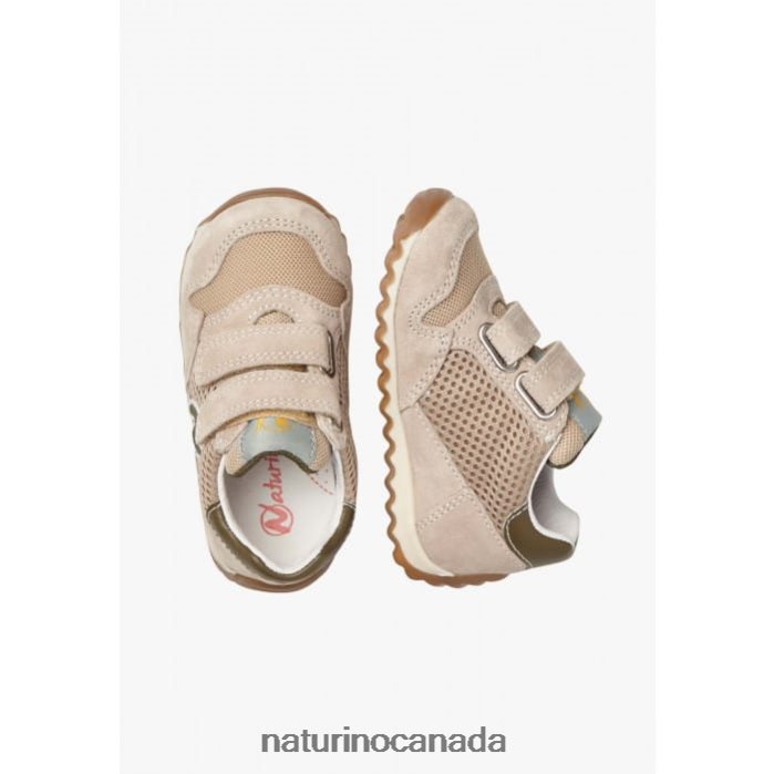 Kids SAMMY 2 VL. Z2N0TL422 Naturino Leather and Fabric Sneakers Beige