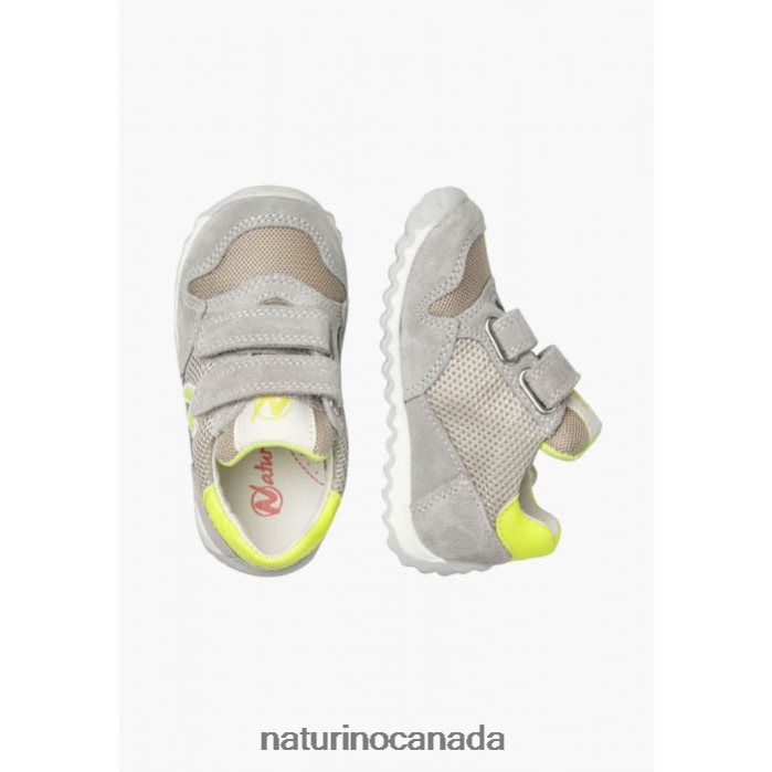 Kids SAMMY 2 VL. Z2N0TL454 Naturino Leather and Fabric Sneakers Grey