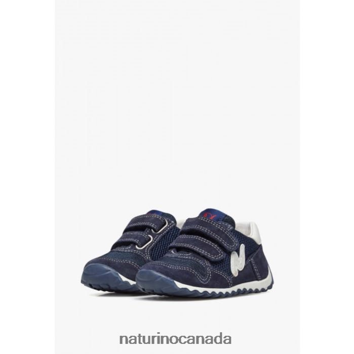 Kids SAMMY 2 VL. Z2N0TL493 Naturino Leather and Fabric Sneakers Navy